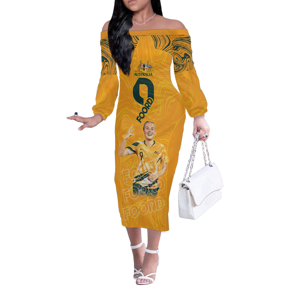 Caitlin Foord Australia Matildas Off The Shoulder Long Sleeve Dress
