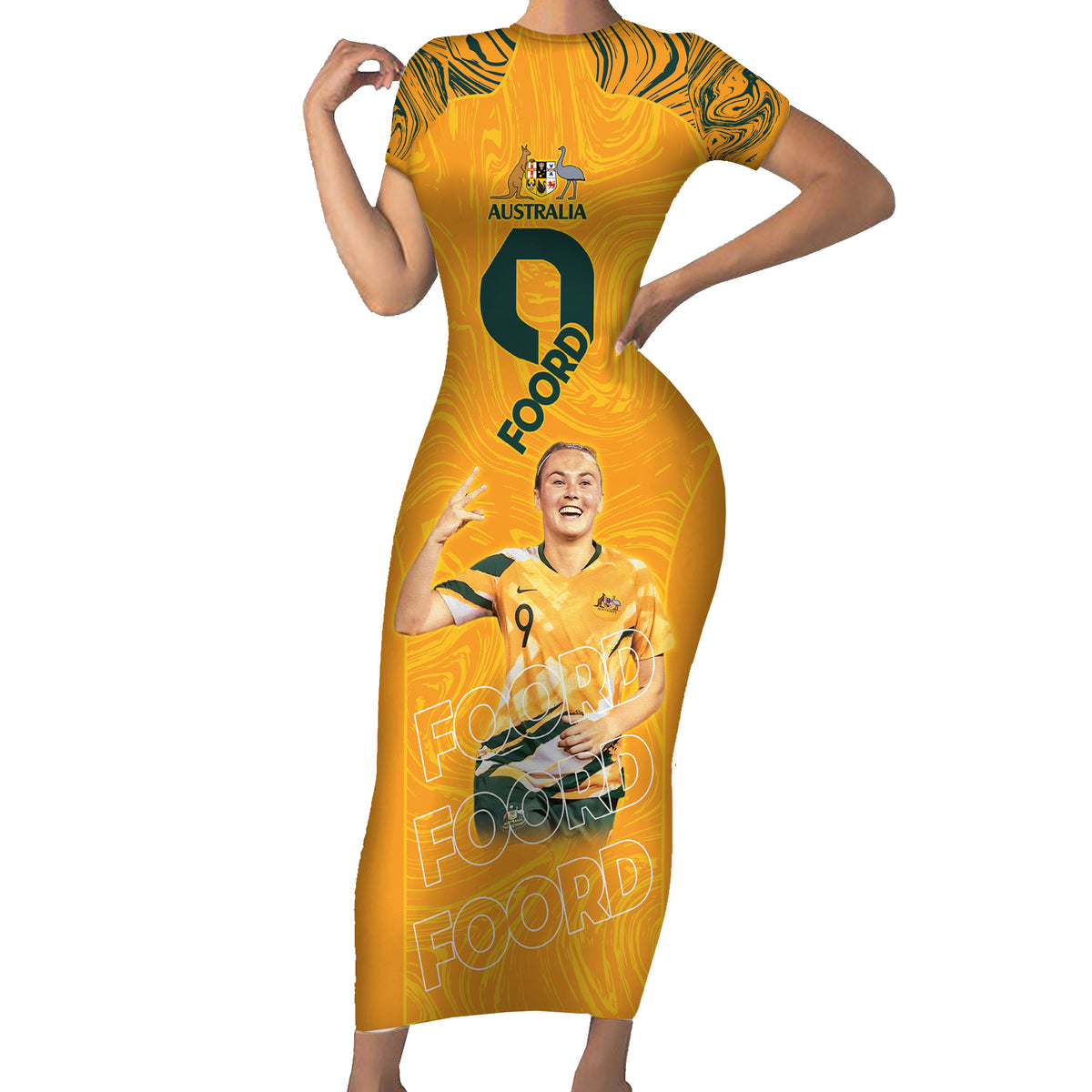 Caitlin Foord Australia Matildas Short Sleeve Bodycon Dress