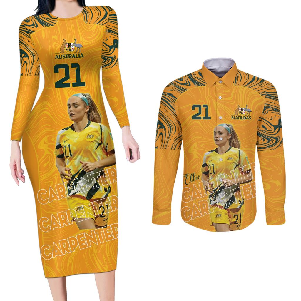 Ellie Carpenter Australian Matildas Couples Matching Long Sleeve Bodycon Dress and Long Sleeve Button Shirt
