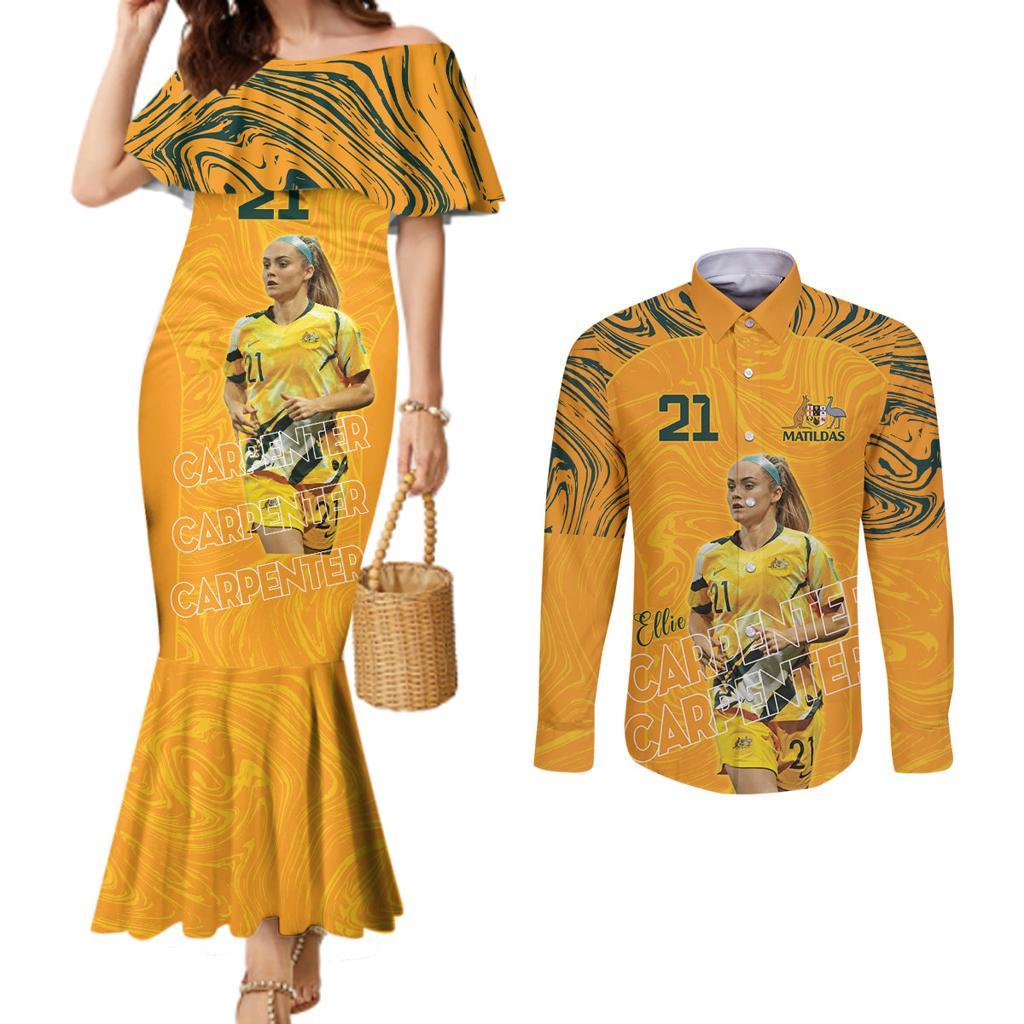 Ellie Carpenter Australian Matildas Couples Matching Mermaid Dress and Long Sleeve Button Shirt