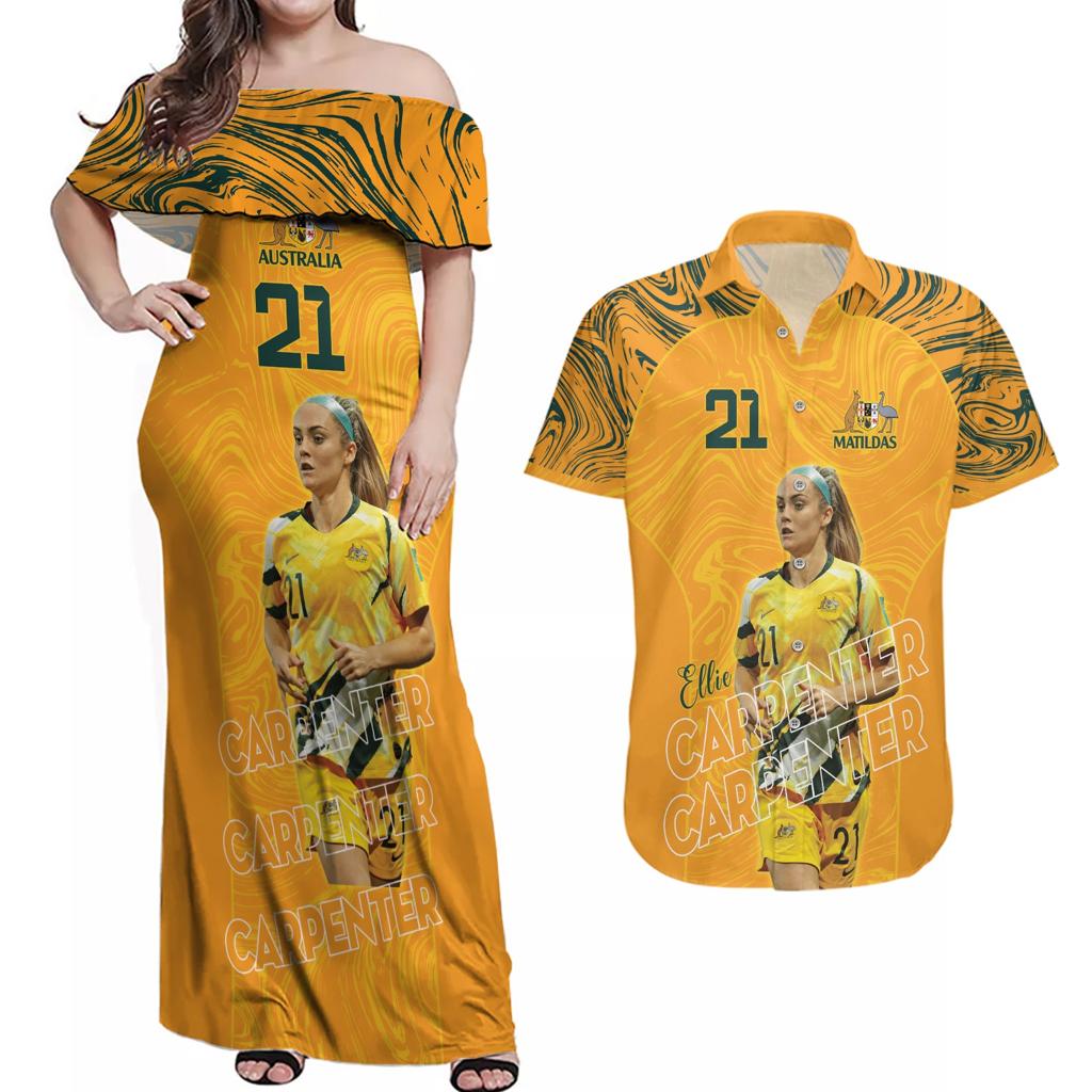 Ellie Carpenter Australian Matildas Couples Matching Off Shoulder Maxi Dress and Hawaiian Shirt