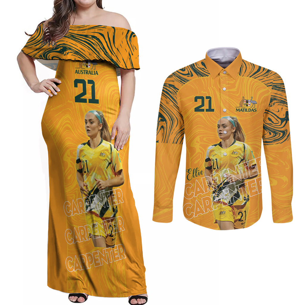 Ellie Carpenter Australian Matildas Couples Matching Off Shoulder Maxi Dress and Long Sleeve Button Shirt