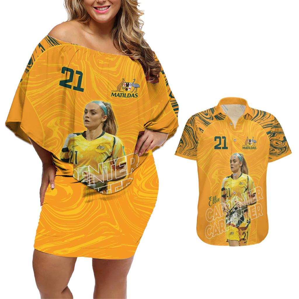 Ellie Carpenter Australian Matildas Couples Matching Off Shoulder Short Dress and Hawaiian Shirt