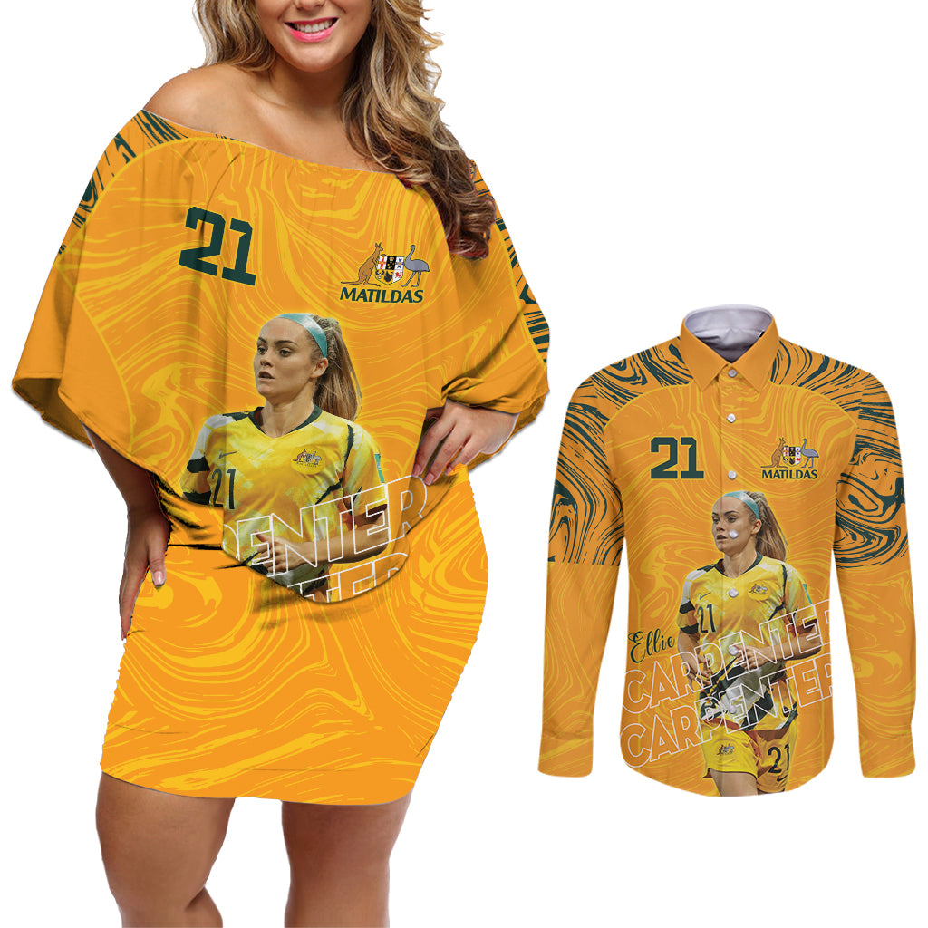 Ellie Carpenter Australian Matildas Couples Matching Off Shoulder Short Dress and Long Sleeve Button Shirt