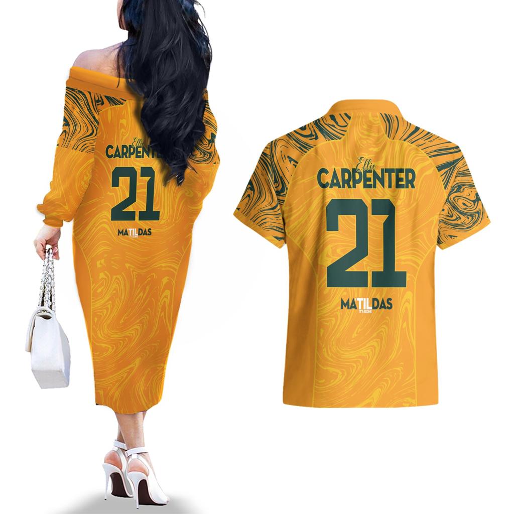 Ellie Carpenter Australian Matildas Couples Matching Off The Shoulder Long Sleeve Dress and Hawaiian Shirt