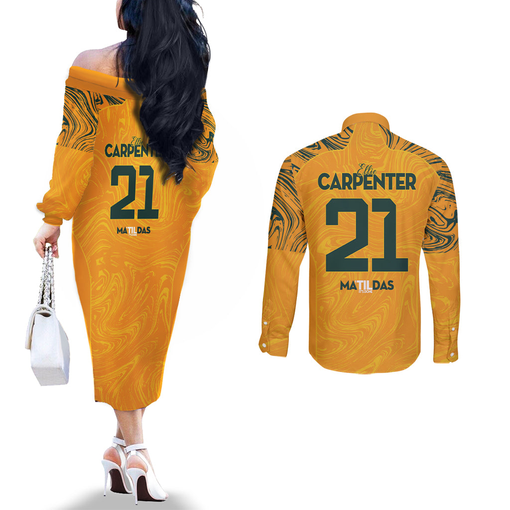 Ellie Carpenter Australian Matildas Couples Matching Off The Shoulder Long Sleeve Dress and Long Sleeve Button Shirt
