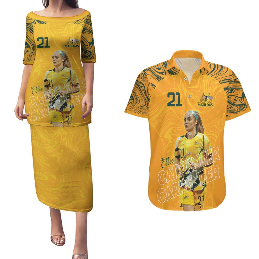 Ellie Carpenter Australian Matildas Couples Matching Puletasi and Hawaiian Shirt