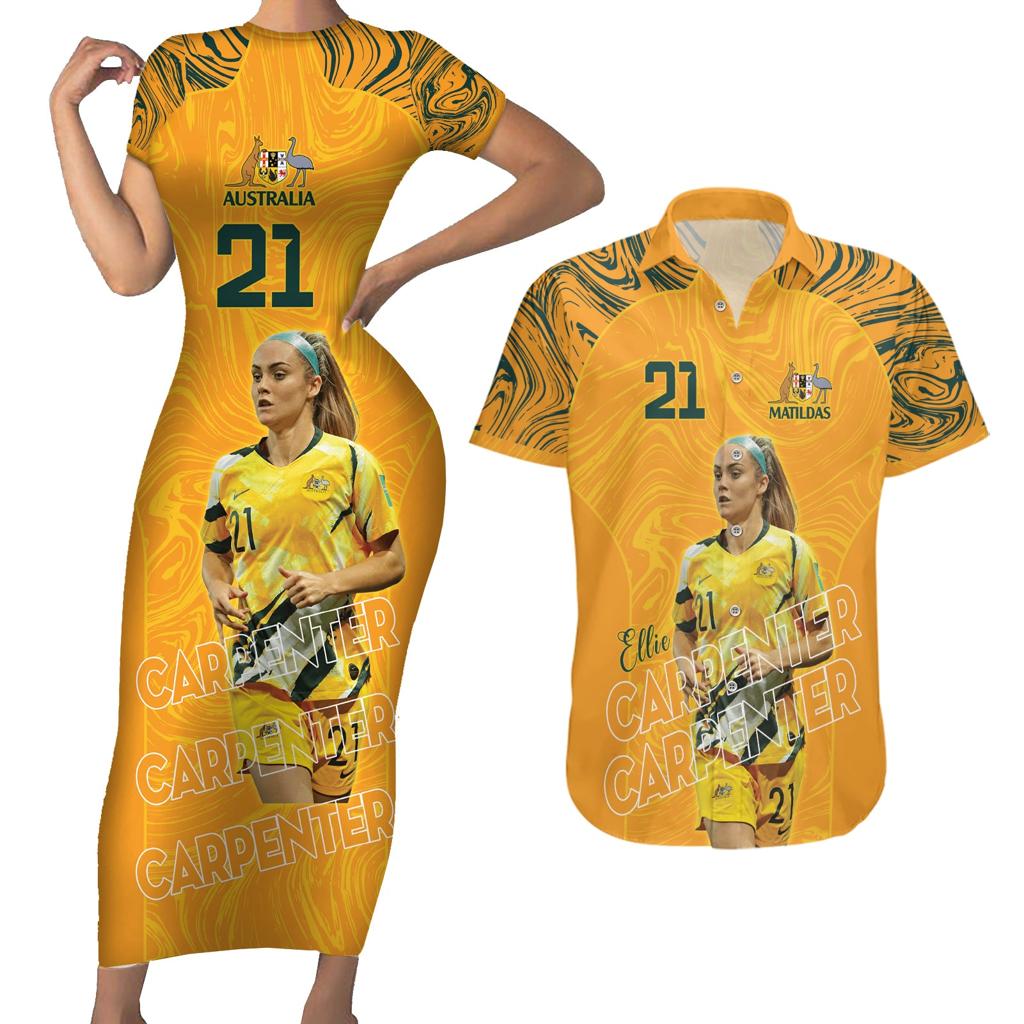 Ellie Carpenter Australian Matildas Couples Matching Short Sleeve Bodycon Dress and Hawaiian Shirt