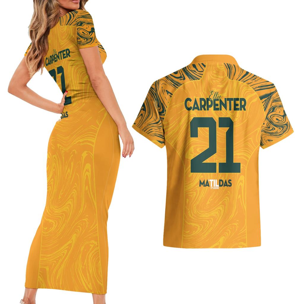 Ellie Carpenter Australian Matildas Couples Matching Short Sleeve Bodycon Dress and Hawaiian Shirt