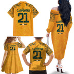 Ellie Carpenter Australian Matildas Family Matching Off The Shoulder Long Sleeve Dress and Hawaiian Shirt