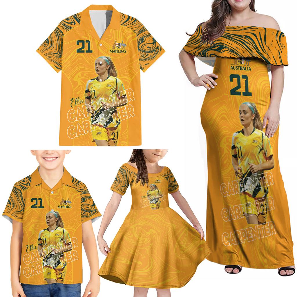 Ellie Carpenter Australian Matildas Family Matching Off Shoulder Maxi Dress and Hawaiian Shirt