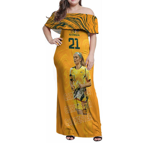 Ellie Carpenter Australian Matildas Family Matching Off Shoulder Maxi Dress and Hawaiian Shirt
