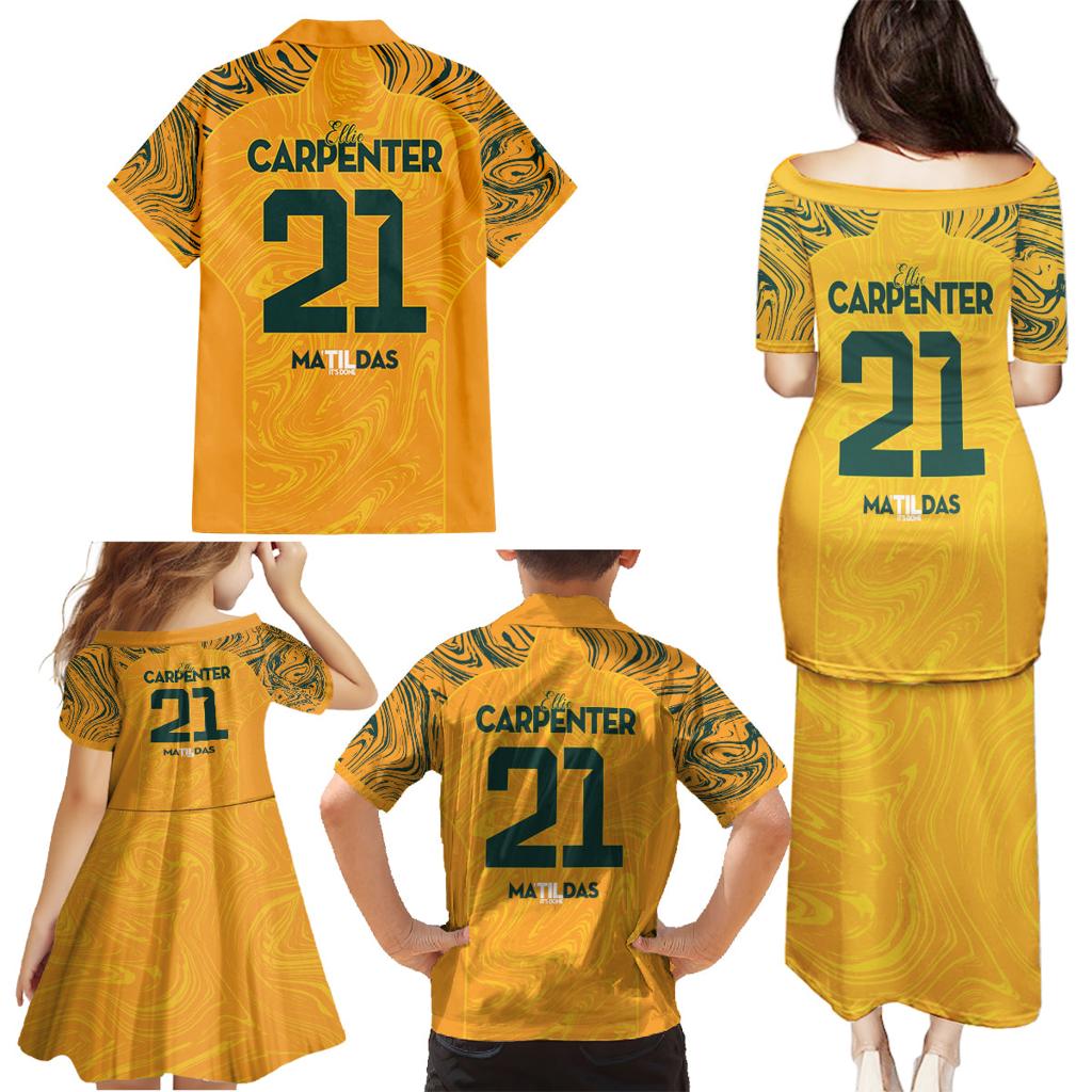 Ellie Carpenter Australian Matildas Family Matching Puletasi and Hawaiian Shirt