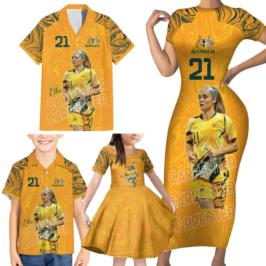 Ellie Carpenter Australian Matildas Family Matching Short Sleeve Bodycon Dress and Hawaiian Shirt