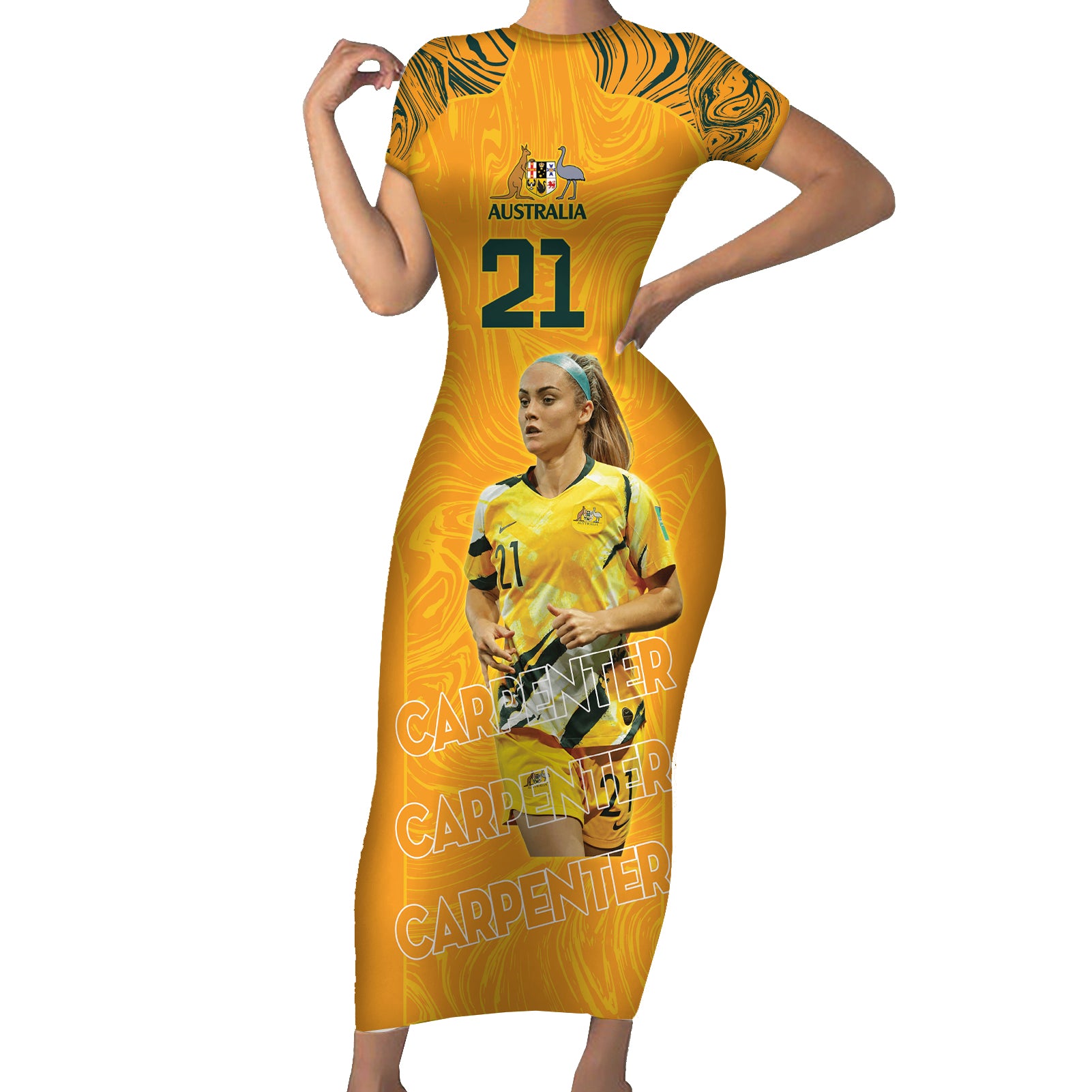 Ellie Carpenter Australian Matildas Short Sleeve Bodycon Dress