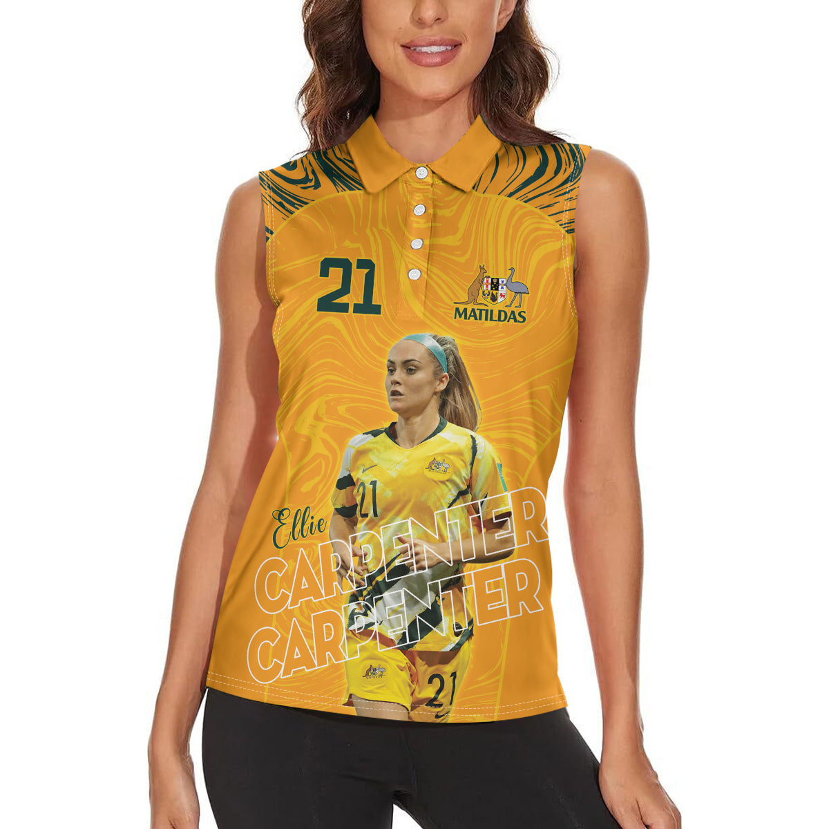 Ellie Carpenter Australian Matildas Women Sleeveless Polo Shirt