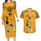 Hayley Raso Australia Matildas Couples Matching Long Sleeve Bodycon Dress and Hawaiian Shirt