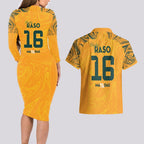 Hayley Raso Australia Matildas Couples Matching Long Sleeve Bodycon Dress and Hawaiian Shirt