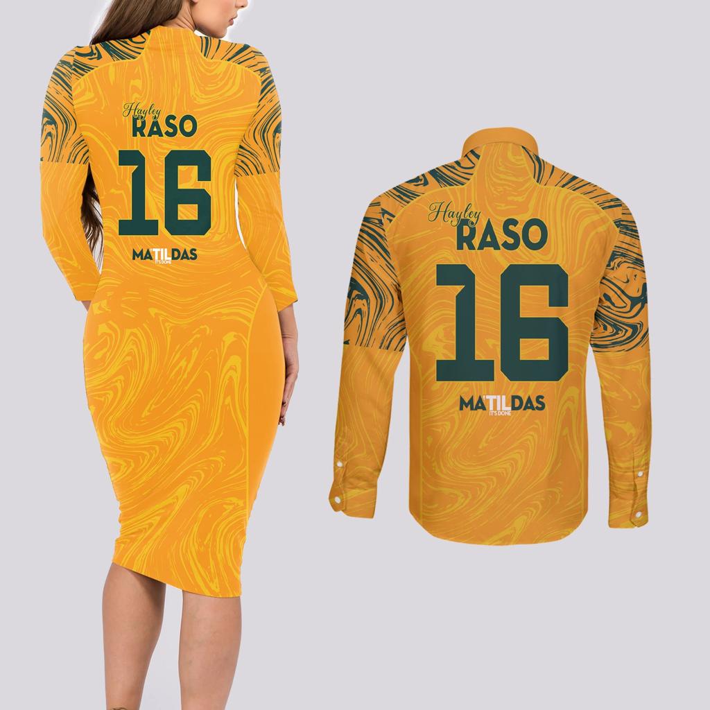 Hayley Raso Australia Matildas Couples Matching Long Sleeve Bodycon Dress and Long Sleeve Button Shirt