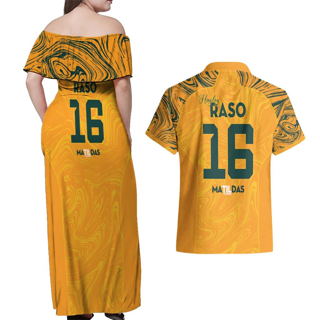Hayley Raso Australia Matildas Couples Matching Off Shoulder Maxi Dress and Hawaiian Shirt
