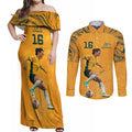 Hayley Raso Australia Matildas Couples Matching Off Shoulder Maxi Dress and Long Sleeve Button Shirt