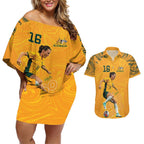 Hayley Raso Australia Matildas Couples Matching Off Shoulder Short Dress and Hawaiian Shirt