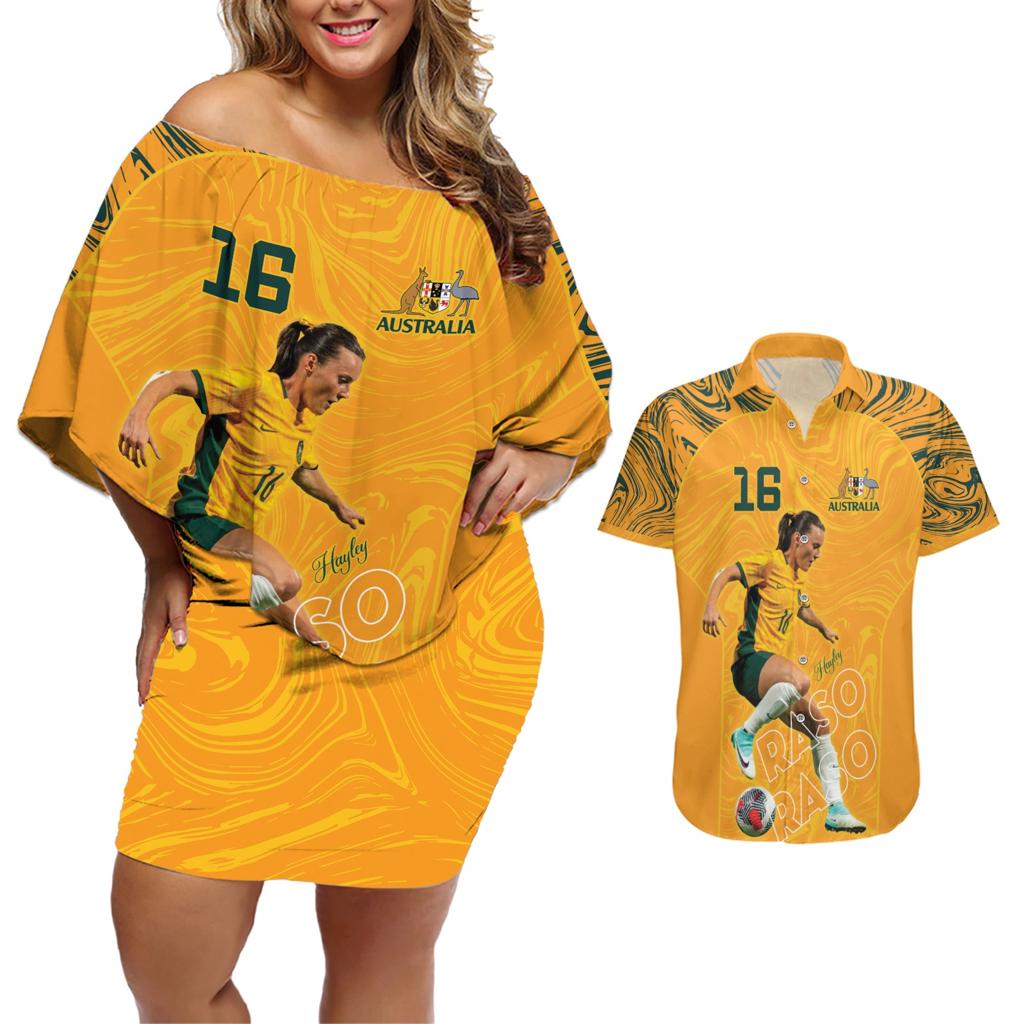 Hayley Raso Australia Matildas Couples Matching Off Shoulder Short Dress and Hawaiian Shirt