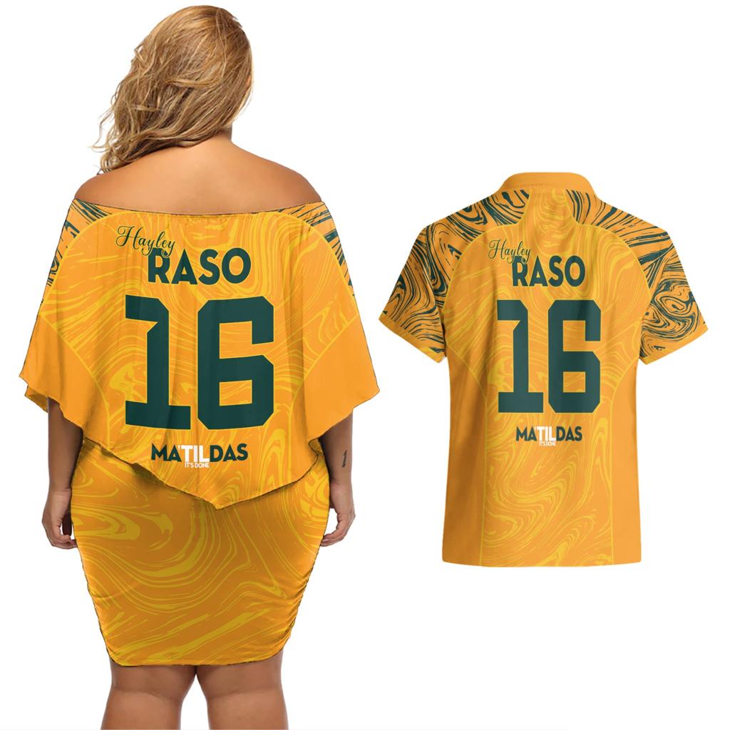 Hayley Raso Australia Matildas Couples Matching Off Shoulder Short Dress and Hawaiian Shirt