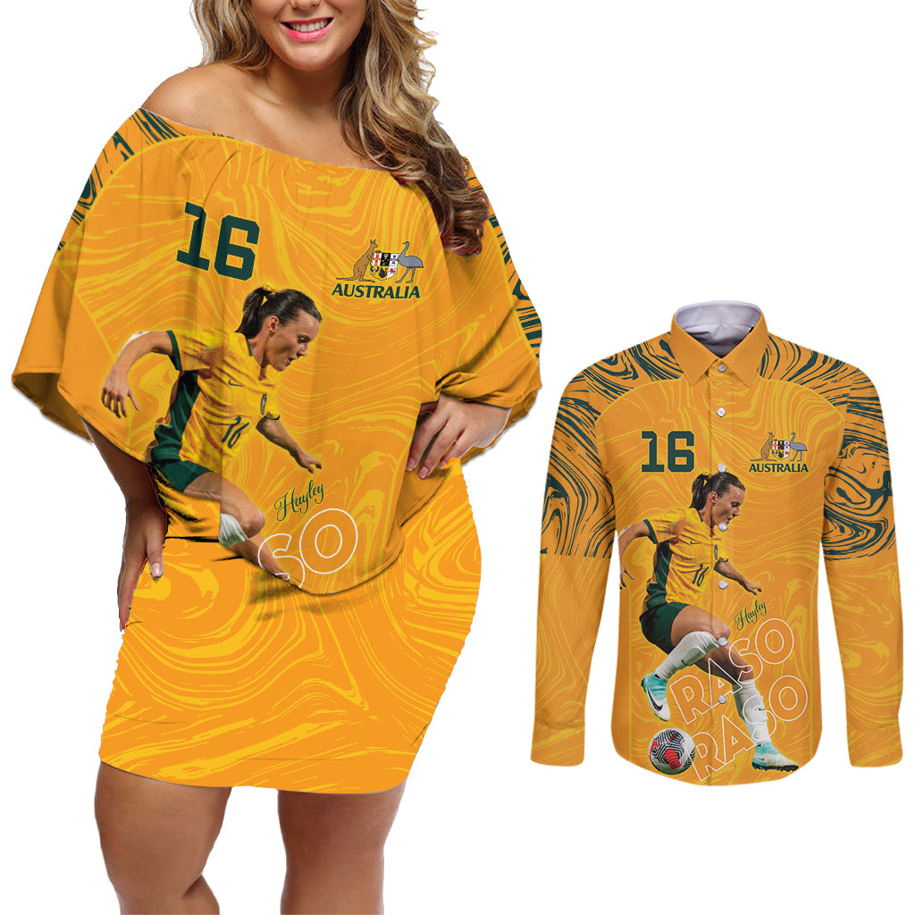 Hayley Raso Australia Matildas Couples Matching Off Shoulder Short Dress and Long Sleeve Button Shirt