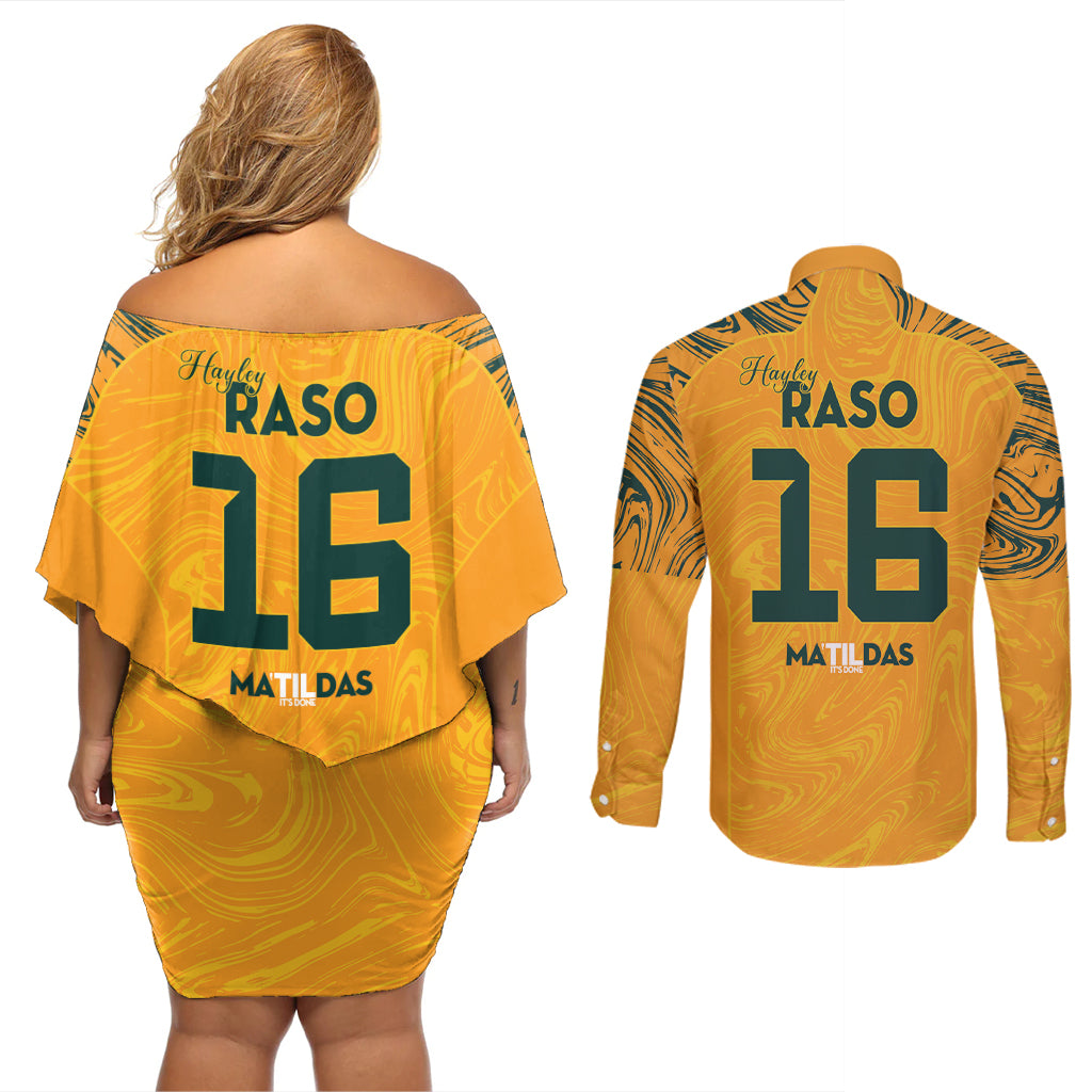 Hayley Raso Australia Matildas Couples Matching Off Shoulder Short Dress and Long Sleeve Button Shirt