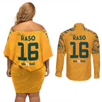 Hayley Raso Australia Matildas Couples Matching Off Shoulder Short Dress and Long Sleeve Button Shirt