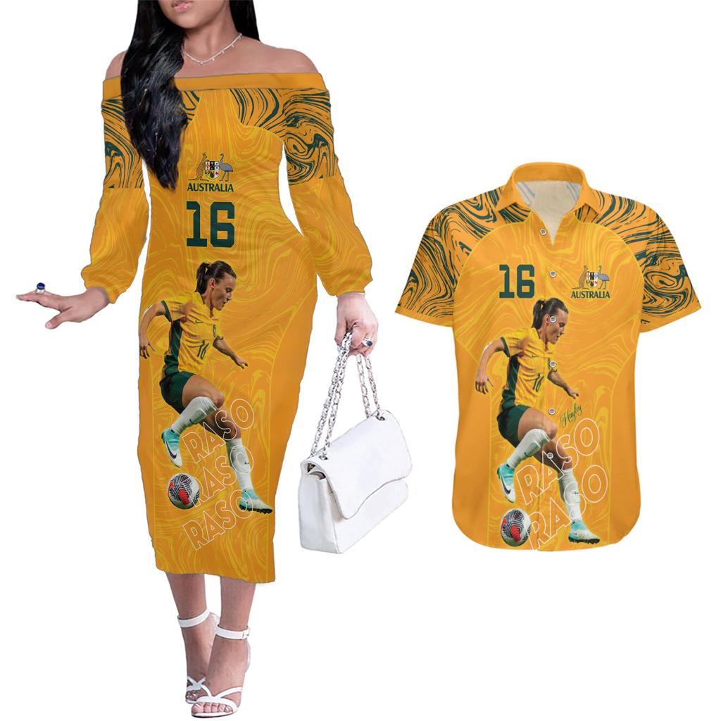 Hayley Raso Australia Matildas Couples Matching Off The Shoulder Long Sleeve Dress and Hawaiian Shirt