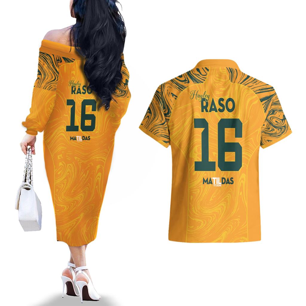 Hayley Raso Australia Matildas Couples Matching Off The Shoulder Long Sleeve Dress and Hawaiian Shirt