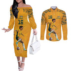 Hayley Raso Australia Matildas Couples Matching Off The Shoulder Long Sleeve Dress and Long Sleeve Button Shirt