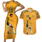 Hayley Raso Australia Matildas Couples Matching Short Sleeve Bodycon Dress and Hawaiian Shirt