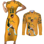 Hayley Raso Australia Matildas Couples Matching Short Sleeve Bodycon Dress and Long Sleeve Button Shirt