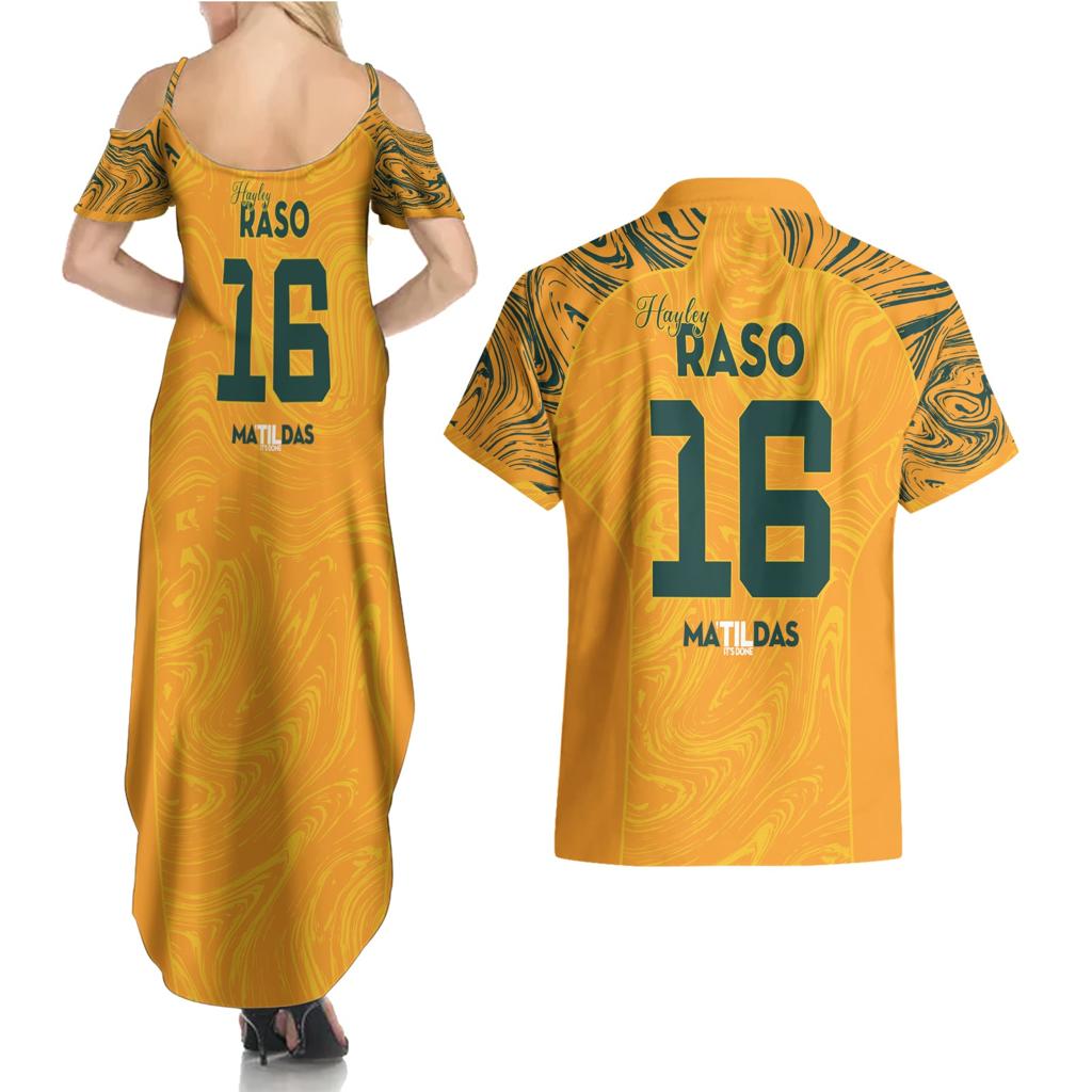 Hayley Raso Australia Matildas Couples Matching Summer Maxi Dress and Hawaiian Shirt