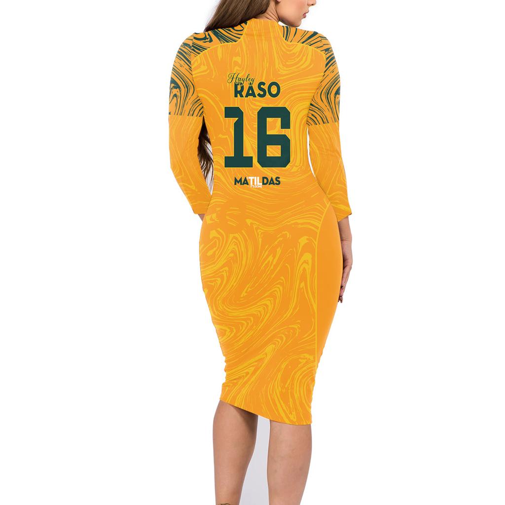 Hayley Raso Australia Matildas Family Matching Long Sleeve Bodycon Dress and Hawaiian Shirt