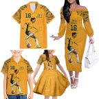 Hayley Raso Australia Matildas Family Matching Off The Shoulder Long Sleeve Dress and Hawaiian Shirt