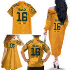 Hayley Raso Australia Matildas Family Matching Off The Shoulder Long Sleeve Dress and Hawaiian Shirt