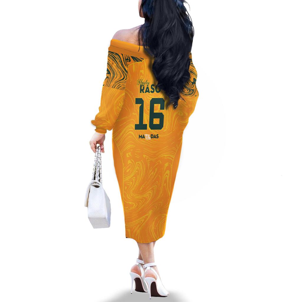 Hayley Raso Australia Matildas Family Matching Off The Shoulder Long Sleeve Dress and Hawaiian Shirt