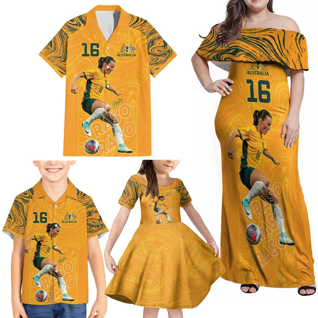 Hayley Raso Australia Matildas Family Matching Off Shoulder Maxi Dress and Hawaiian Shirt