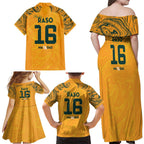Hayley Raso Australia Matildas Family Matching Off Shoulder Maxi Dress and Hawaiian Shirt