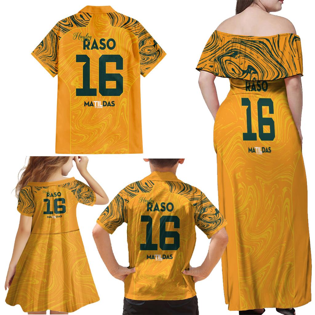 Hayley Raso Australia Matildas Family Matching Off Shoulder Maxi Dress and Hawaiian Shirt