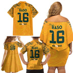 Hayley Raso Australia Matildas Family Matching Off Shoulder Short Dress and Hawaiian Shirt