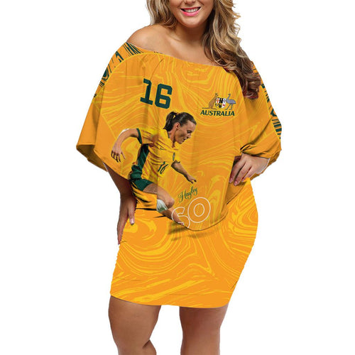Hayley Raso Australia Matildas Family Matching Off Shoulder Short Dress and Hawaiian Shirt