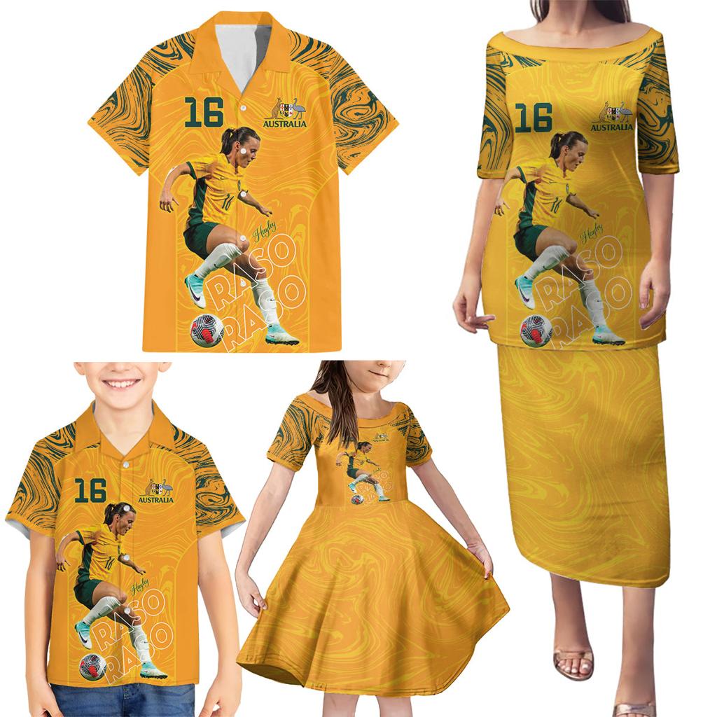 Hayley Raso Australia Matildas Family Matching Puletasi and Hawaiian Shirt