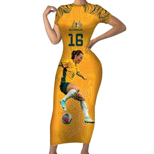 Hayley Raso Australia Matildas Family Matching Short Sleeve Bodycon Dress and Hawaiian Shirt