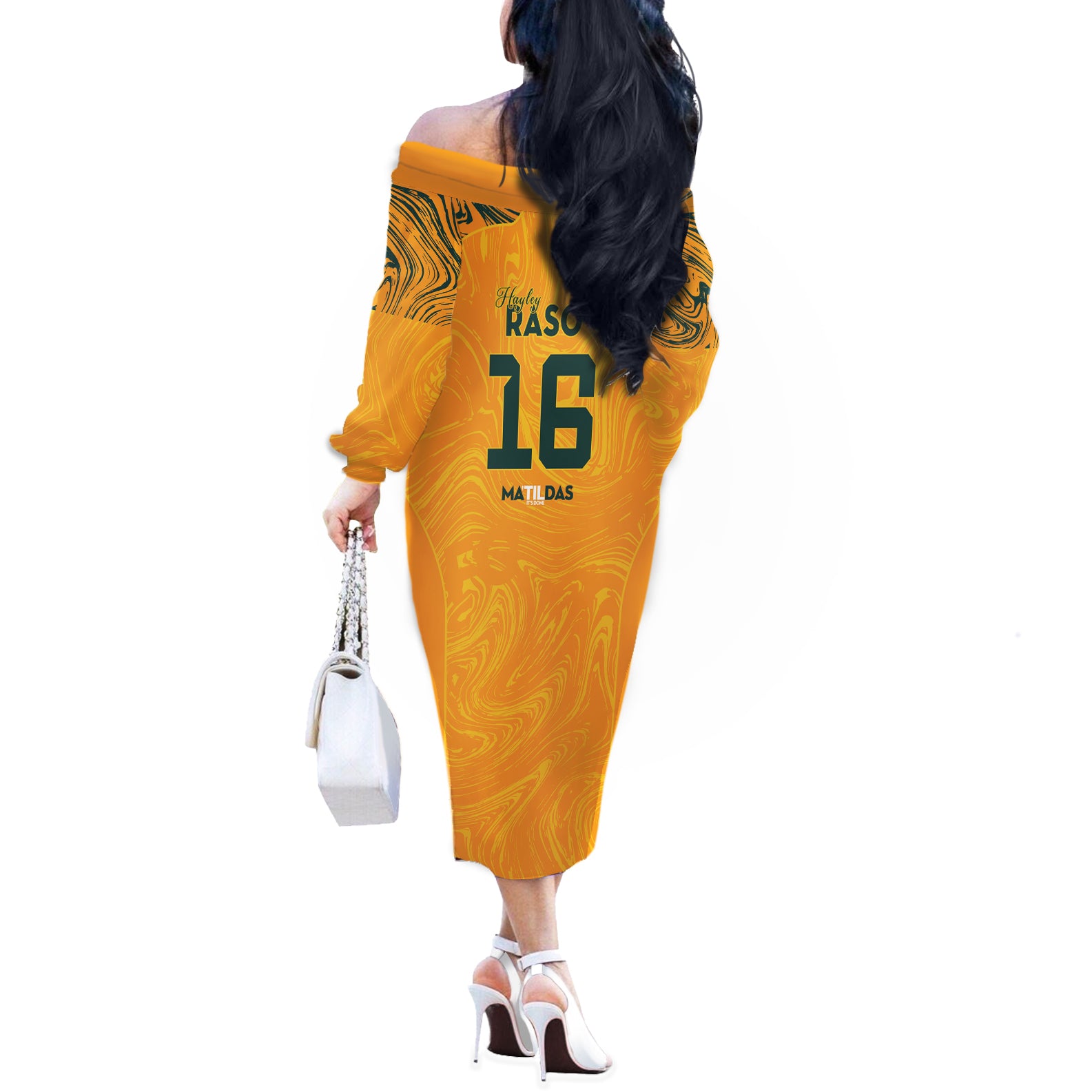 Hayley Raso Australia Matildas Off The Shoulder Long Sleeve Dress