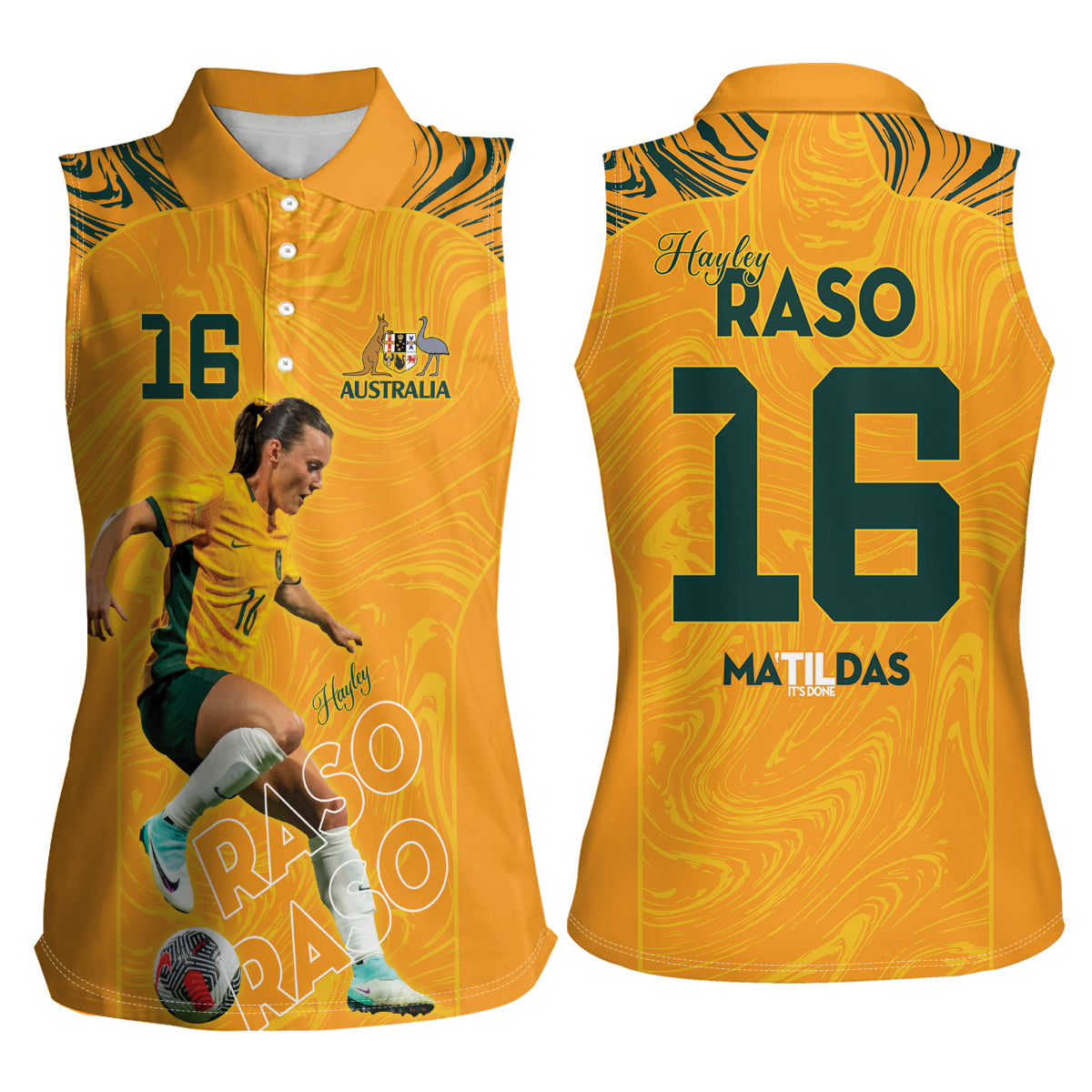 Hayley Raso Australia Matildas Women Sleeveless Polo Shirt